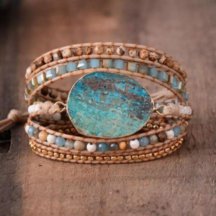 Bracelet de lHarmonie en Jaspe Océanique - Bracelet en pierre jaspe