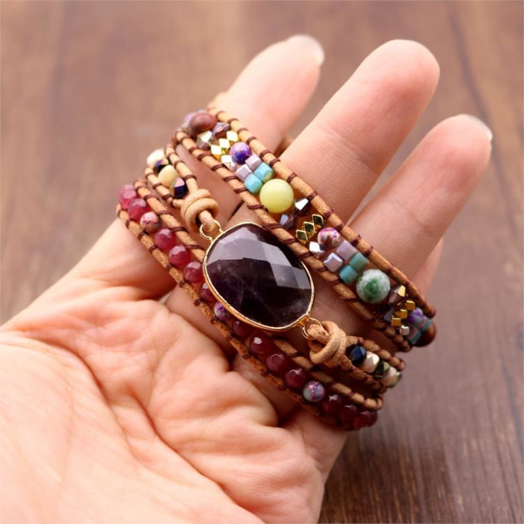 Bracelet de récupération ornée en amethyste - Bracelet