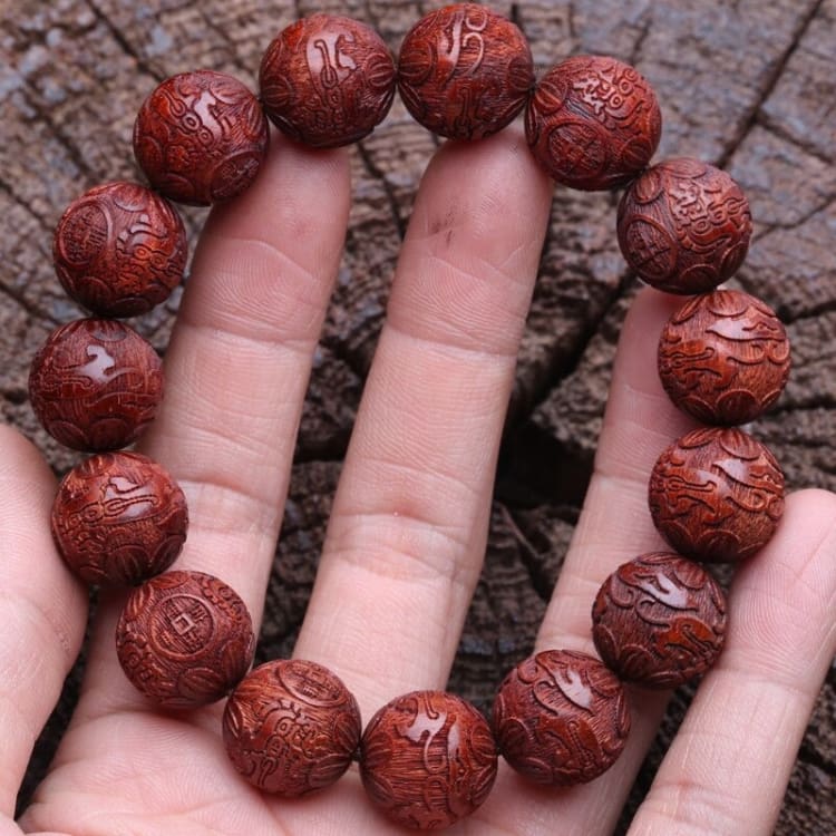 Bracelet des ancêtres en bois - Rouge
