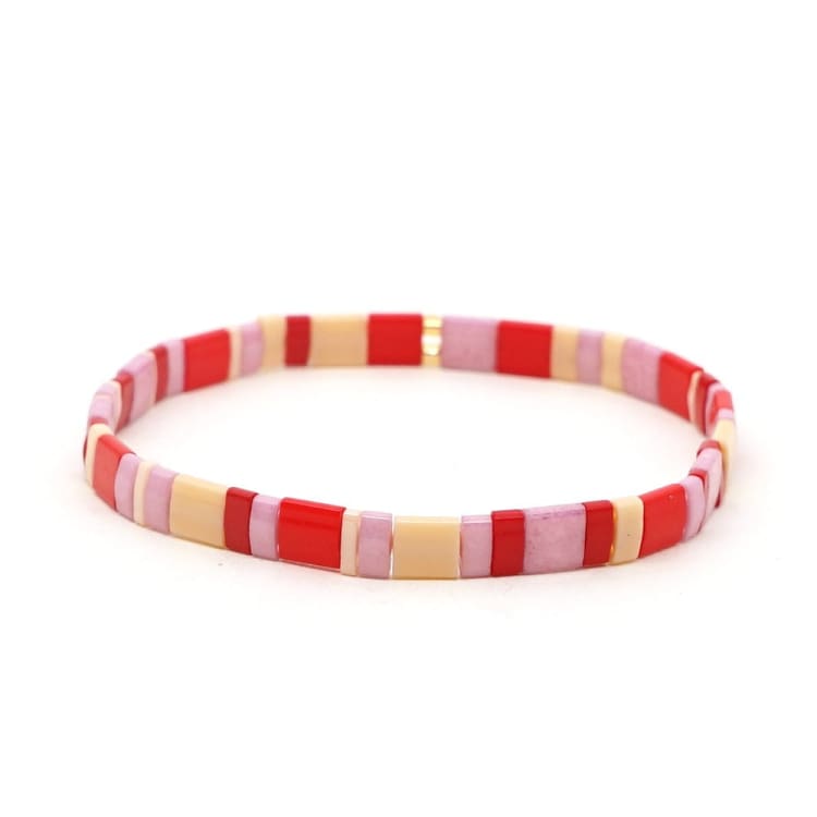Bracelet d’été en perles de verre du japon - Flamant rose