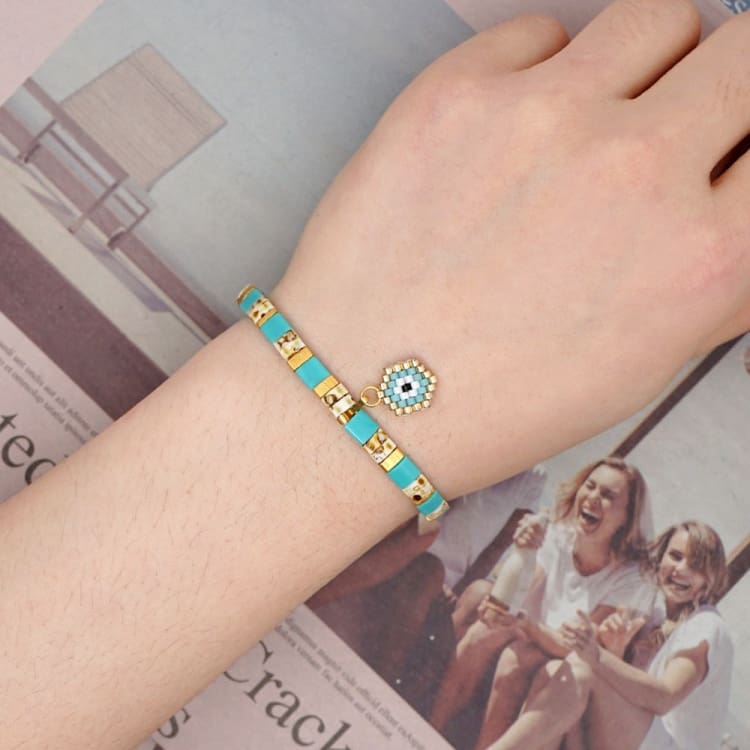 Bracelet d’été en perles de verre du japon - Nazar Boncuk