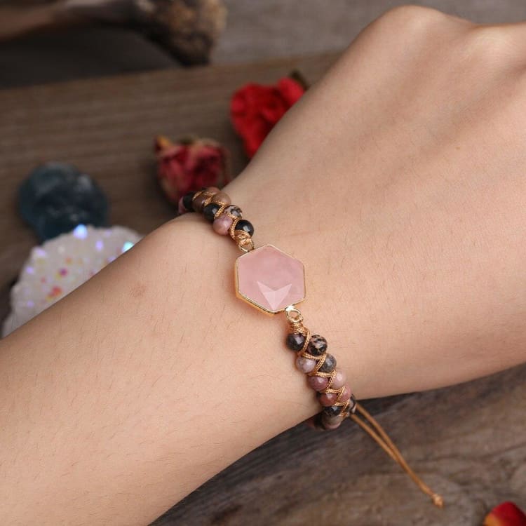 Bracelet ’Douceur’ en quartz rose et rhodonite - bracelet