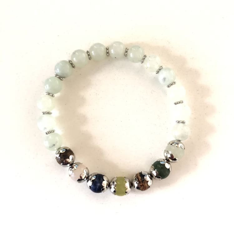 Bracelet Du Lotus En Pierres Naturelles - Jade De Chine - Bracelet
