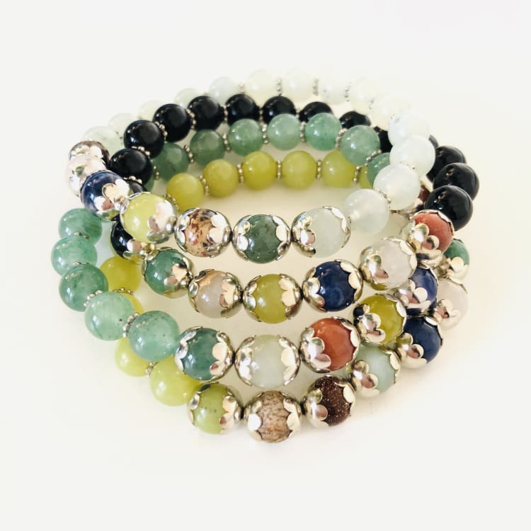 Bracelet Du Lotus En Pierres Naturelles - Bracelet