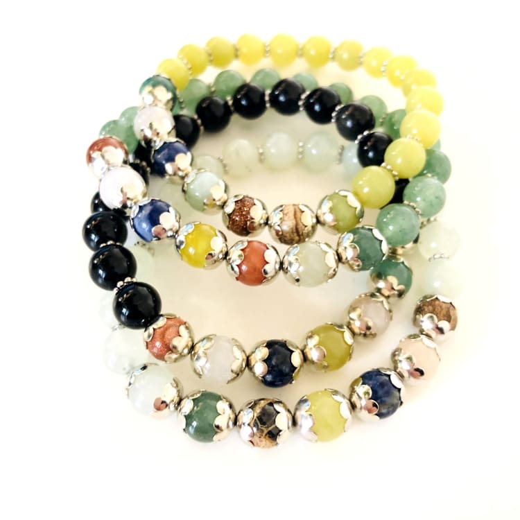 Bracelet Du Lotus En Pierres Naturelles - Bracelet