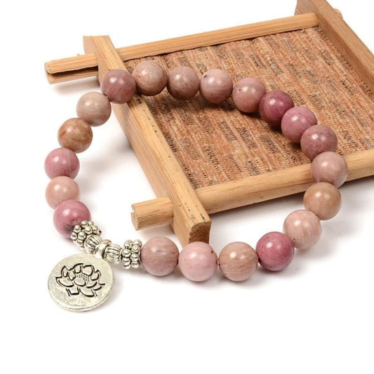 Bracelet Du Lotus En Rhodonite - Bracelet