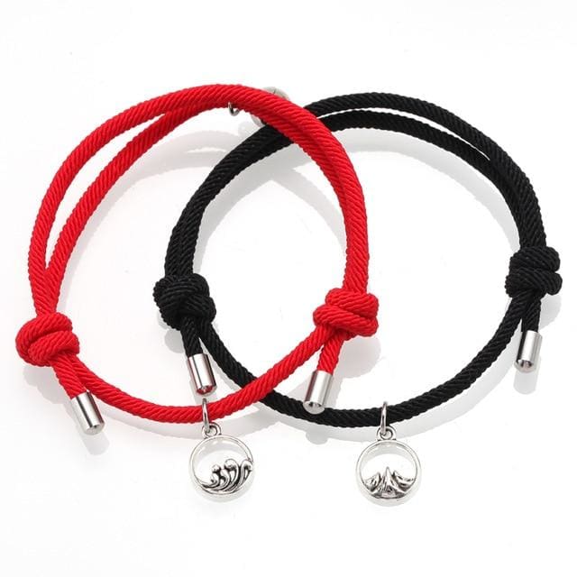 Bracelet Duo ’Par delà les Montagnes et les Océans’ - Rouge et Noir - bracelet