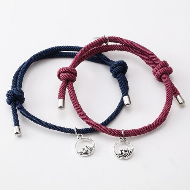 Bracelet Duo ’Par delà les Montagnes et les Océans’ - Noir et Bordeau - bracelet