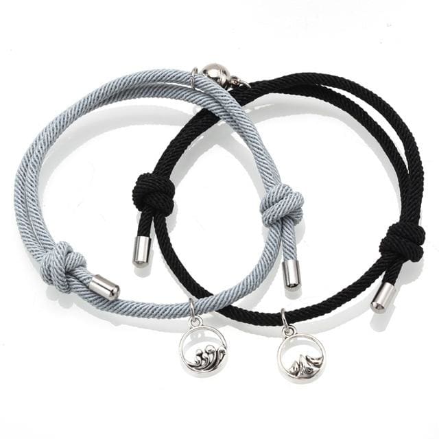 Bracelet Duo ’Par delà les Montagnes et les Océans’ - Gris et Noir - bracelet