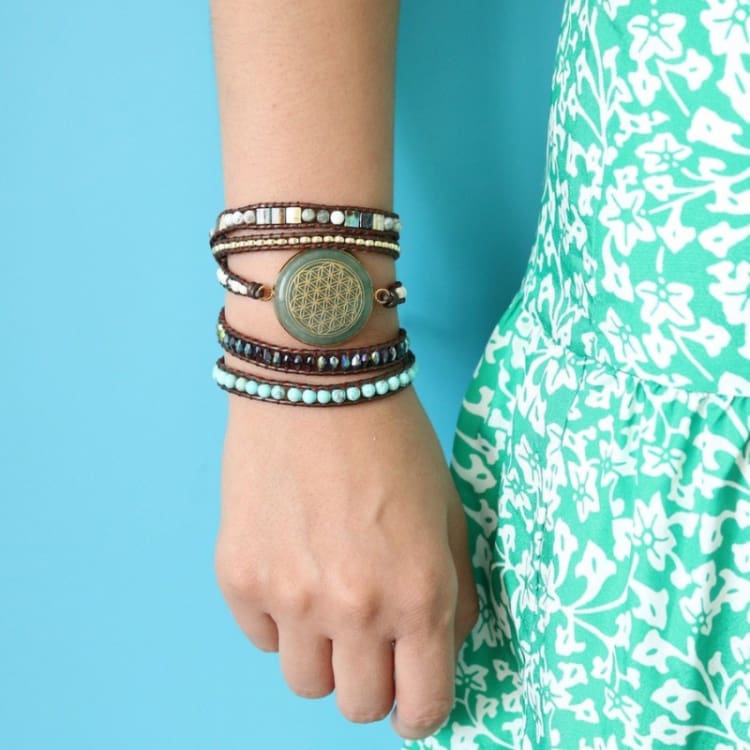 Bracelet Fleur de Vie en Aventurine - Bracelet