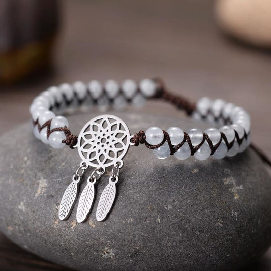 Bracelet Capteur de rêves en Cristal de Roche - Bracelet