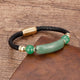 Bracelet en Cuire et Aventurine - Aventurine-Gold / 19cm