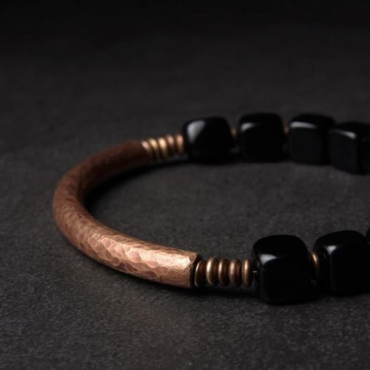 Bracelet Equilibre en Cuivre et Obsidienne - Bracelet