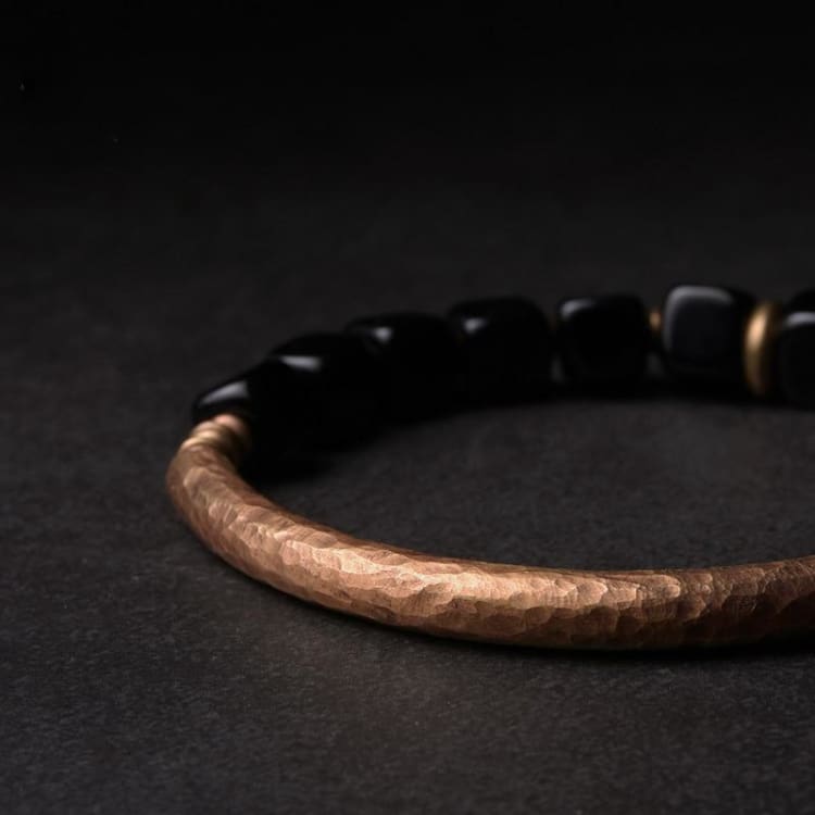 Bracelet Equilibre en Cuivre et Obsidienne - Bracelet