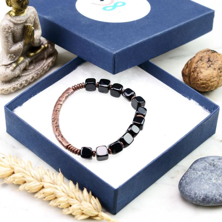 Bracelet «Equilibre» en Cuivre et Obsidienne - Bracelet