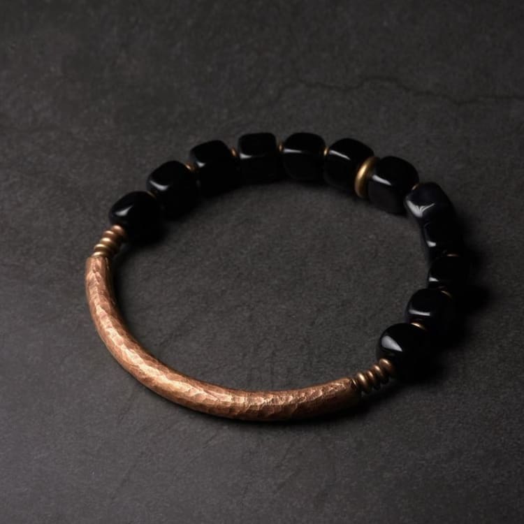 Bracelet Equilibre en Cuivre et Obsidienne - Bracelet