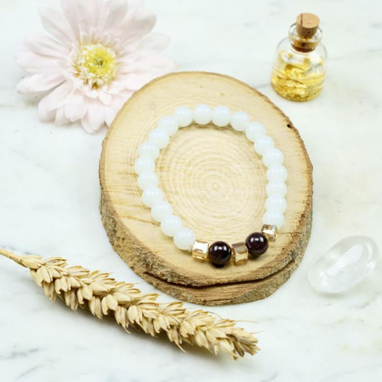 Bracelet en jade blanc joie et harmonie - Bracelet