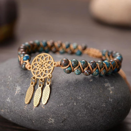 Bracelet Capteur de rêves en Jaspe Bleu - Bracelet