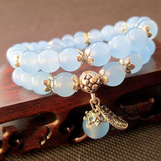 Bracelet En Perles De Fluorite Bleu - Bracelet