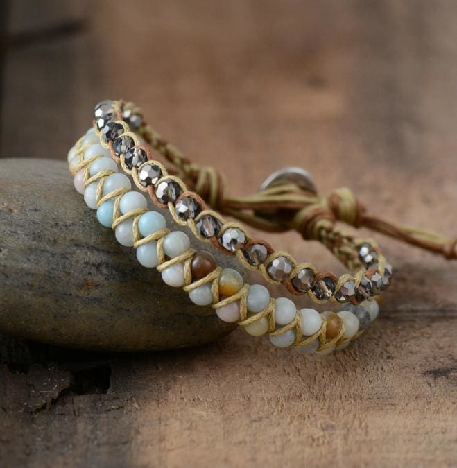 Bracelet en perles tressé dAmazonite - Bracelet