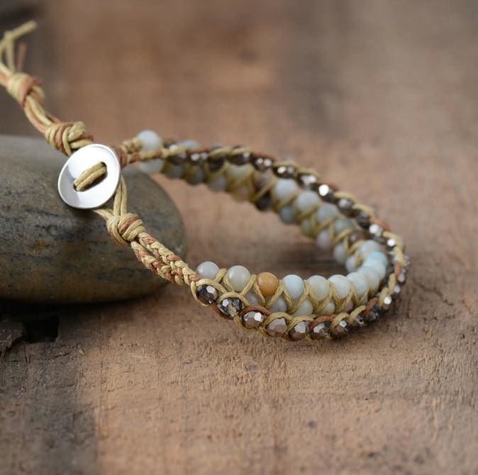 Bracelet en perles tressé dAmazonite - Bracelet