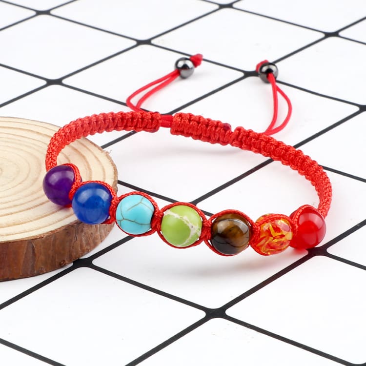 Bracelet en pierres naturelles 7 Chakras - Rouge - Bracelet