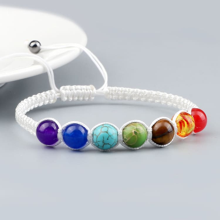 Bracelet en pierres naturelles 7 Chakras - Blanc - Bracelet