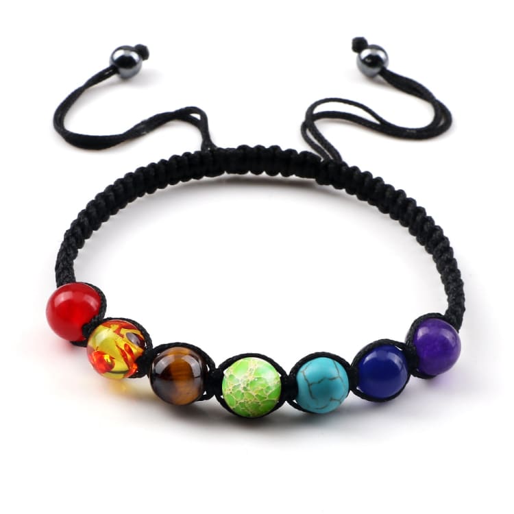 Bracelet en pierres naturelles 7 Chakras - Noir - Bracelet