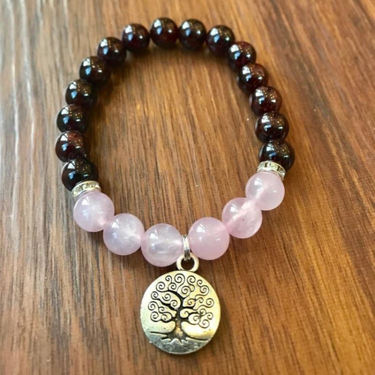 Bracelet Energie & Réconfort en Quartz Rose et Grenat - Bracelet