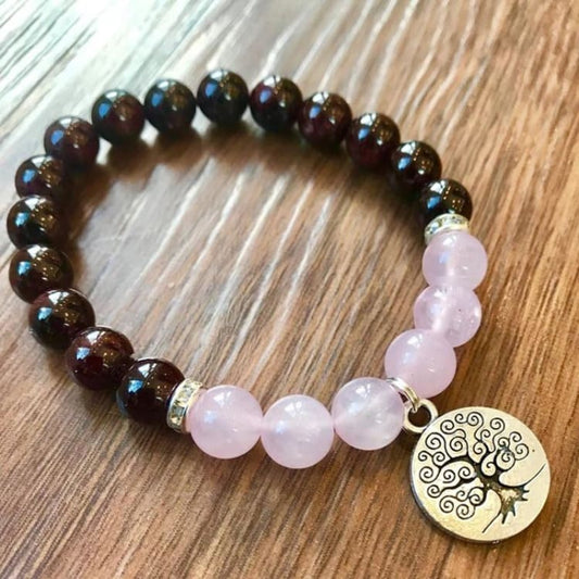 Bracelet Energie & Réconfort en Quartz Rose et Grenat - Bracelet
