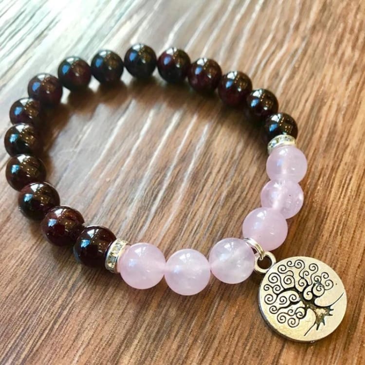 Bracelet Energie & Réconfort en Quartz Rose et Grenat - Bracelet