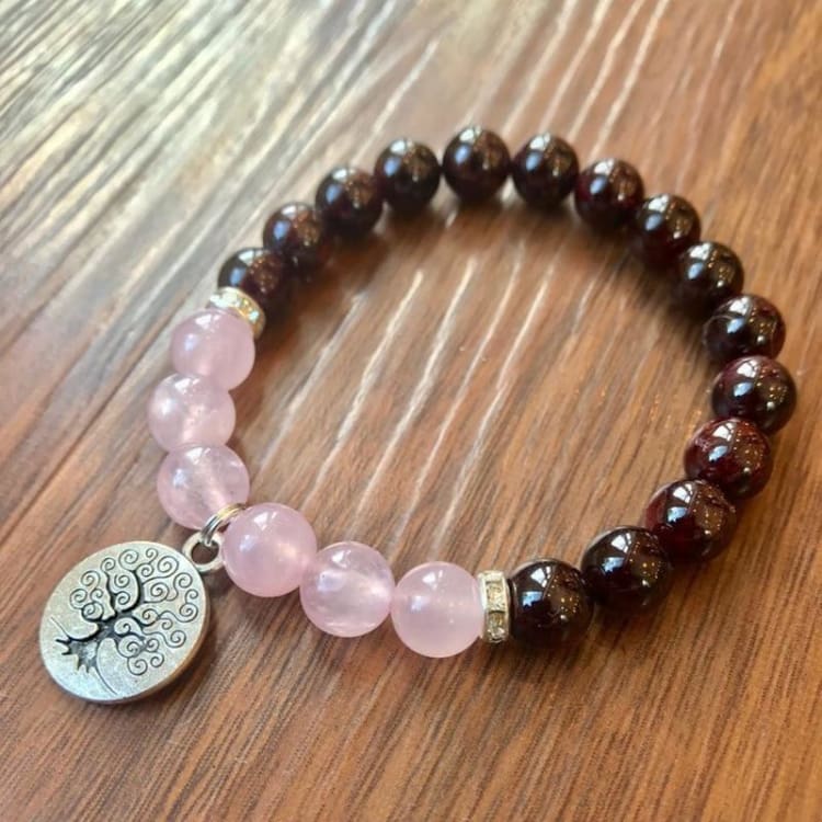 Bracelet Energie & Réconfort en Quartz Rose et Grenat - Bracelet