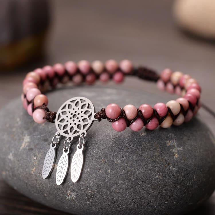 Bracelet Capteur de rêves‎ en Rhodochrosite - Bracelet