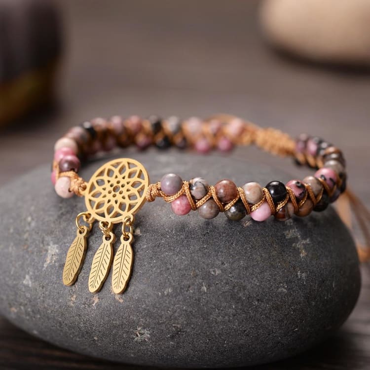Bracelet Capteur de rêves‎ en Rhodonite - Bracelet