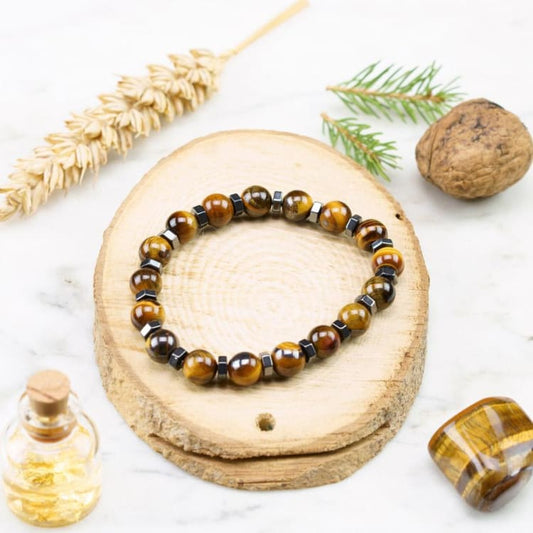 Bracelet Energie en oeil de Tigre et Hematite - Bracelet