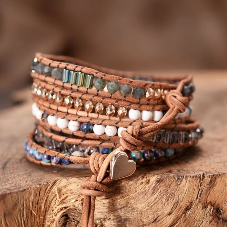 Bracelet Enveloppant Coeur de Labradorite - Bracelet