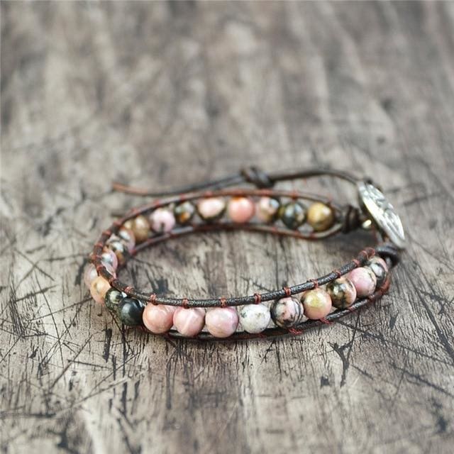 Bracelet enveloppant en Rhodonite - 1 tour - Bracelet