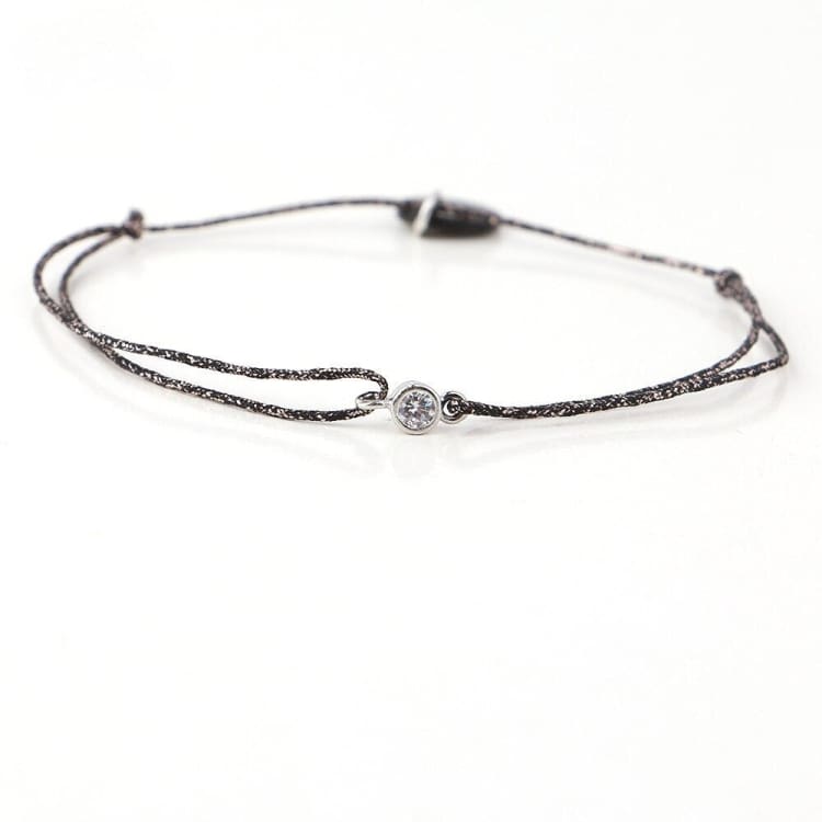 Bracelet fin avec strass - Noir & Blanc