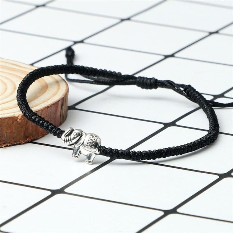 Bracelet fin Eléphant - Noir