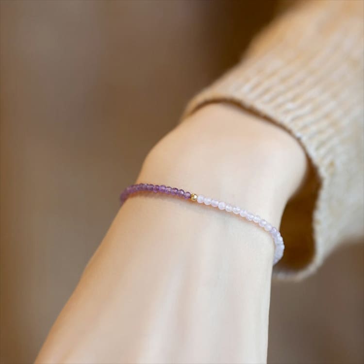 Bracelet fin en améthyste et quartz rose Image