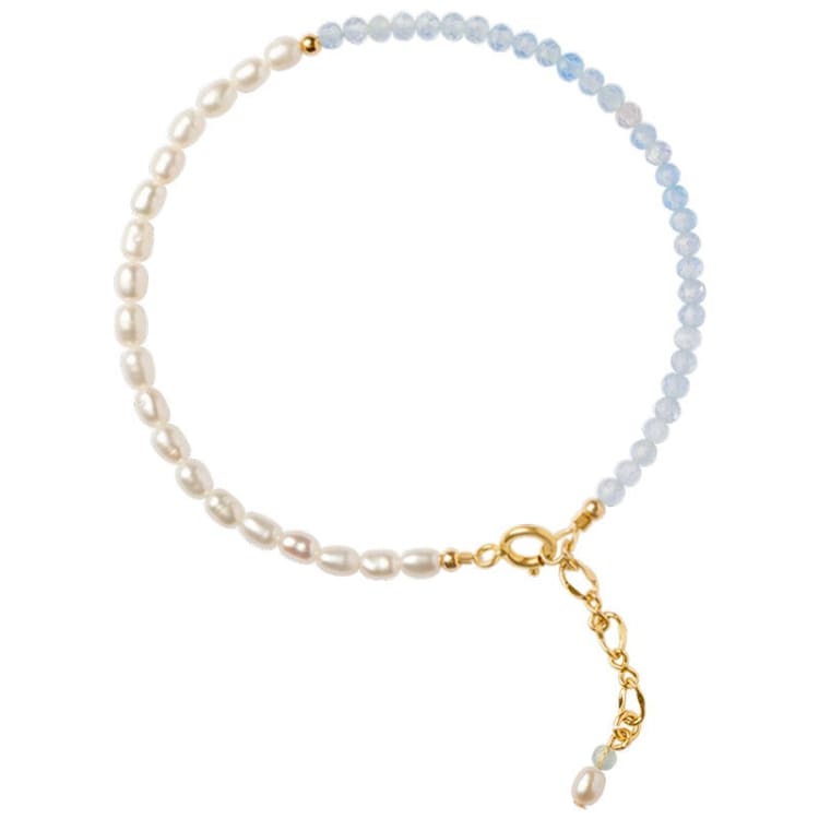 Bracelet fin en perles et aigue marine