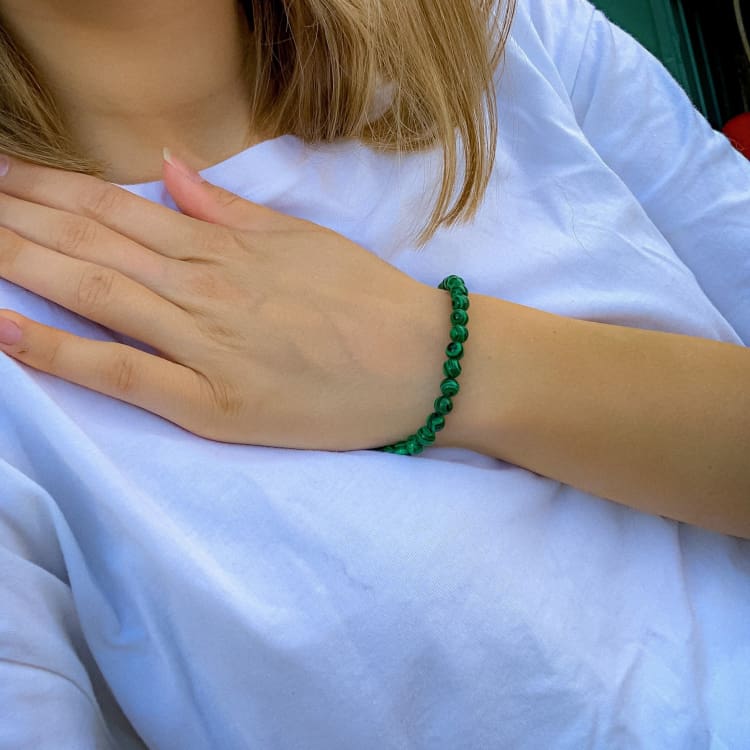Bracelet fine perle en malachite - Bracelet