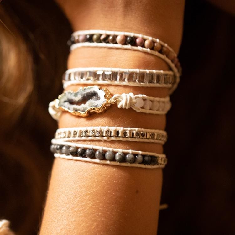 Bracelet magique de labradorite blanche et de druse - Armband