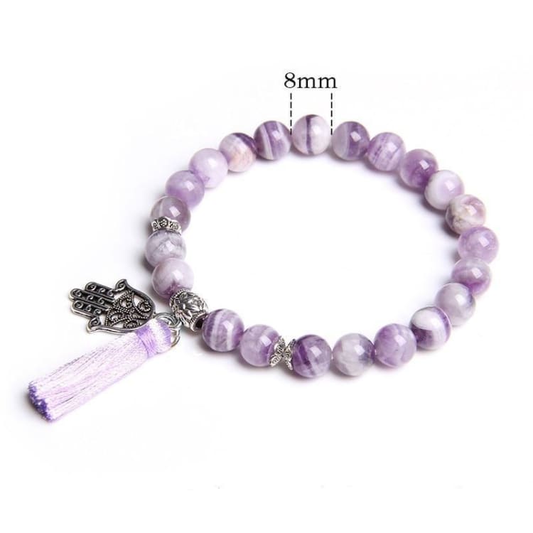 Bracelet ’Main protectrice’ en pierre de cristal d’améthyste - bracelet