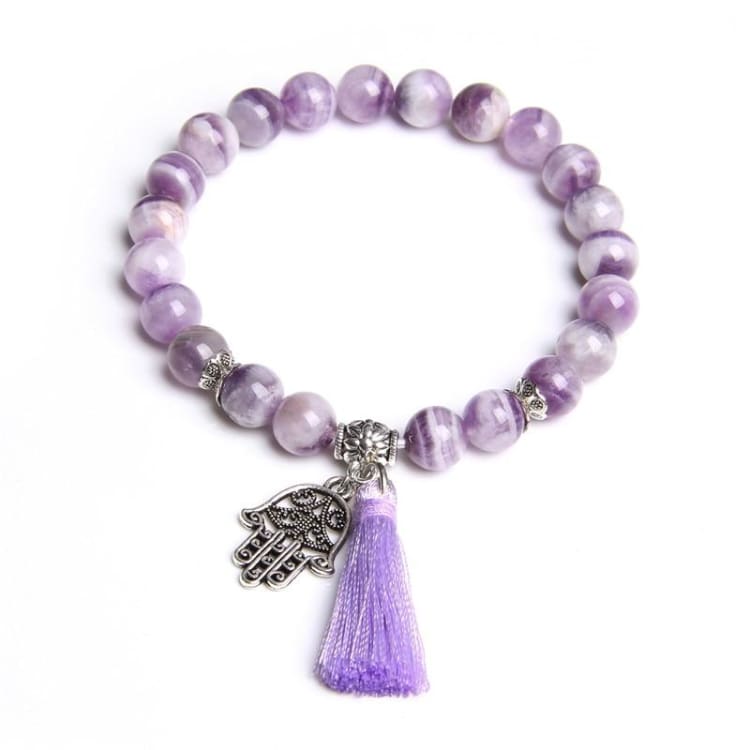 Bracelet ’Main protectrice’ en pierre de cristal d’améthyste - bracelet