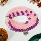 Bracelet Mala «Réconfort & Sérénité» 108 perles en Quartz Rose et Améthyste - Lotus - Bracelet