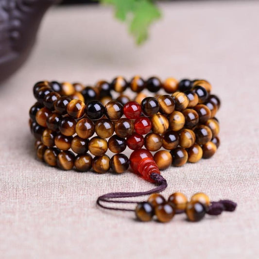 Bracelet Mala 108 Perles Oeil De Tigre - Bracelet