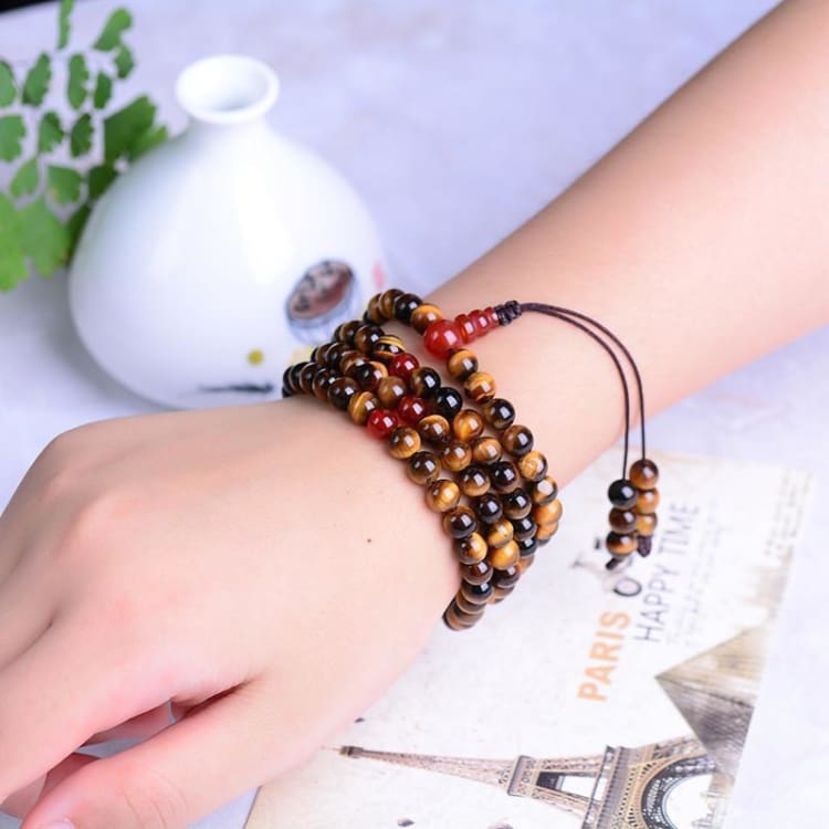 Bracelet Mala 108 Perles Oeil De Tigre - Bracelet
