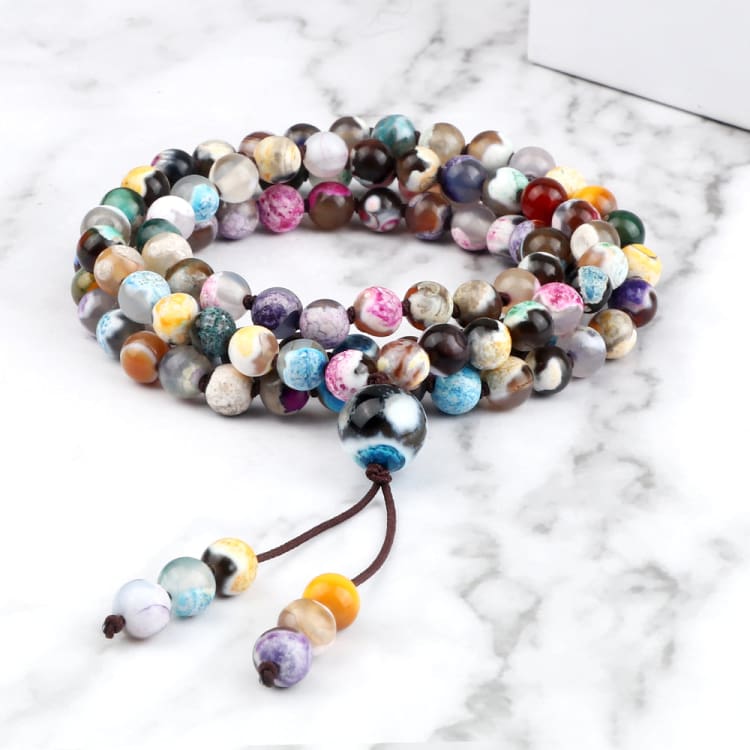 Bracelet mala agate de feu colorée - Bracelet