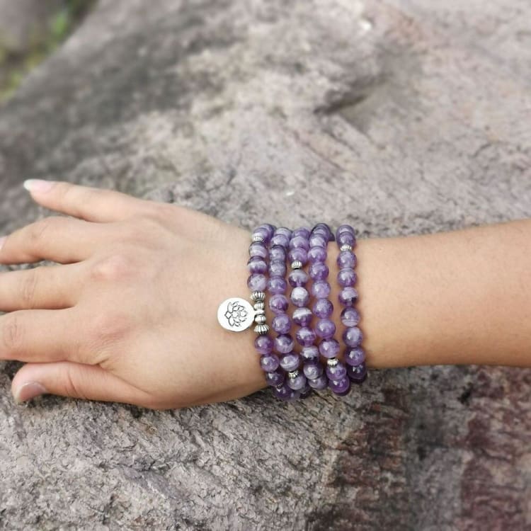 Bracelet Mala en Améthyste - Bracelet